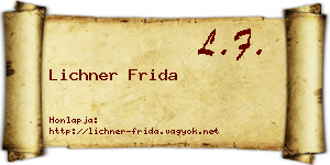 Lichner Frida névjegykártya